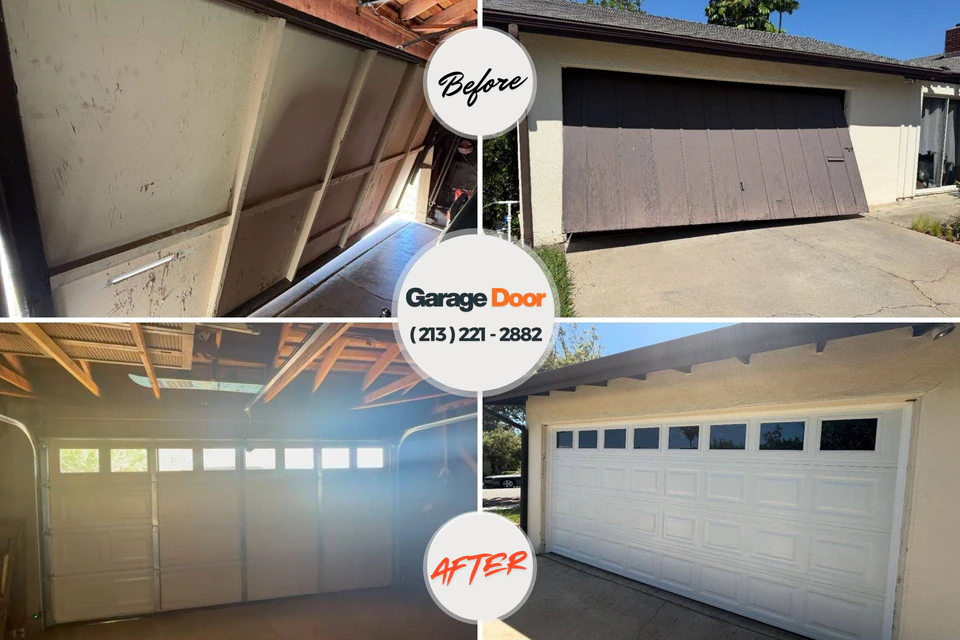 Before and after: garage door repair Bayou La Batre, AL